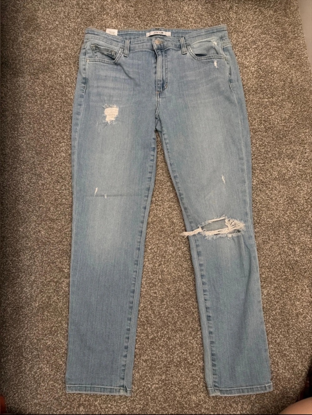 Joe's Jeans Light Blue Straight Leg Distressed Jeans